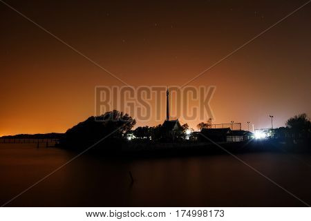 Silhouette Thai Church With Motion Stars