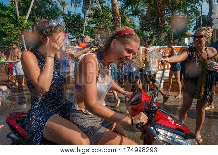 Ko Phangan - APR 16: people joins celebrations of the Thai New Year or Songkran in Ko Phangan on Apr 13, 2016