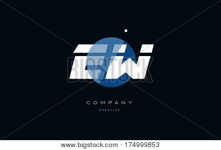 Ew E W  Blue White Circle Big Font Alphabet Company Letter Logo