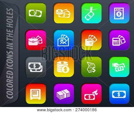 Money Vector Colored Icons In The Holes Easily Adapt To Any Background