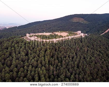 Aerial Drone View Of Aydos Castle In Sultanbeyli / Istanbul