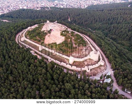 Aerial Drone View Of Aydos Castle In Sultanbeyli / Istanbul