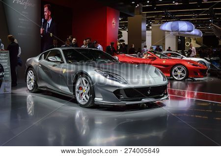 Frankfurt - Sep 2017: Ferrari 812 Superfast Sports Car Premiere At Iaa Frankfurt Motor Show