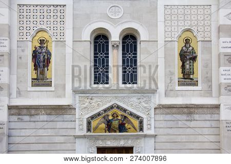 Mosaic On The Facade Of San Spiridione Orthodox Church In Trieste, Italy
