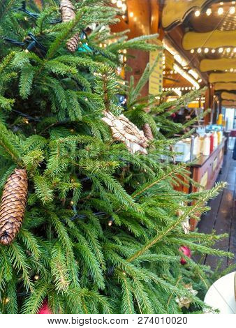 Candy, Toys And Candles At The Christmas Market