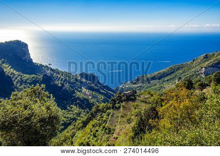 Beautiful Views From Path Of The Gods, Amalfi Coast, Campagnia, Italy