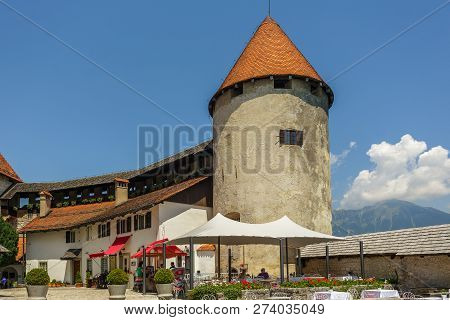 Bled, Slovenia - July 02, 2015: Bled Castle (blejski Grad) In Bled.