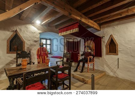 Postojna, Slovenia- June 30, 2015: Interior Predjama Castle In Postojna Cave, Slovenia