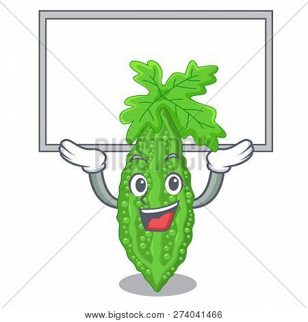 Up Board Bitter Melon Isolated On A Mascot