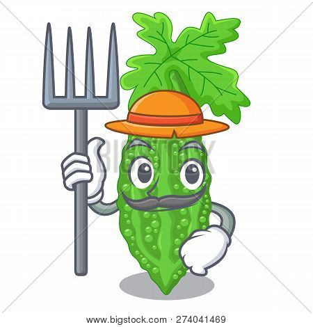 Farmer Bitter Melon Isolated On A Mascot