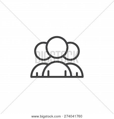 People Group Outline Icon. Linear Style Sign For Mobile Concept And Web Design. Three Users Simple L