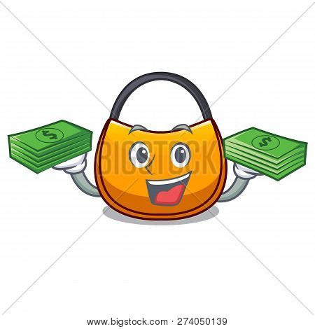 With Money Hobo Bag Outline On Image Cartoon
