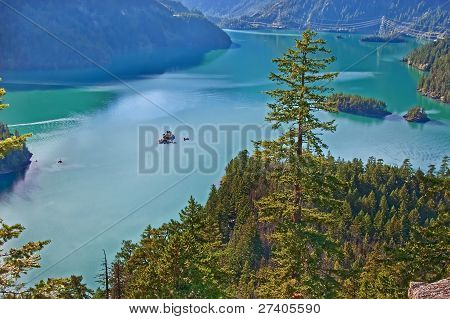 Landscape Of Mountain Lake - Ross Lake, Washington State