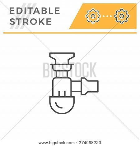 Sewage Siphon Line Icon Isolated On White. Editable Stroke. Vector Illustration