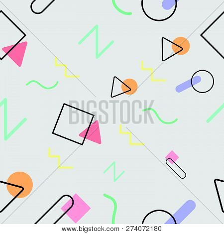 Seamless Pattern Pattern With Geometric Elements In Memphis Style,with Pastal Color Style,esp10