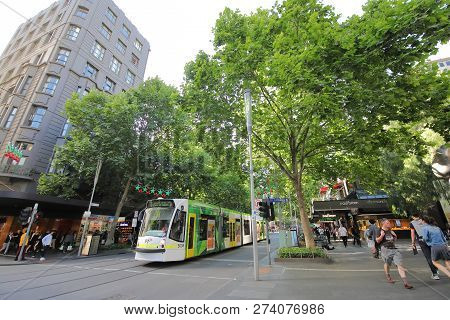Melbourne Australia - November 26, 2018: Unidentified People Visit Swanston Street In Melbourne Aust