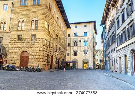 Florence, Italy - September 27, 2018: View Of Piazza Strozzi In Florence