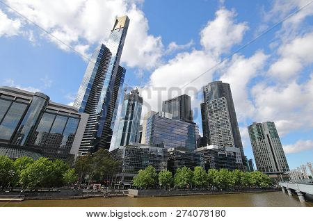 Melbourne Australia - November 28, 2018: Southbank Cityscape Melbourne Australia