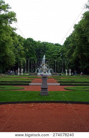 Summer Garden In Saint Petersburg In Summer, Russia