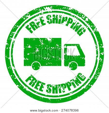 Free Shipping Guarantee Rubber Stamp With Lorry. Grunge Rubber Delivery Stamp For Business Moving Se
