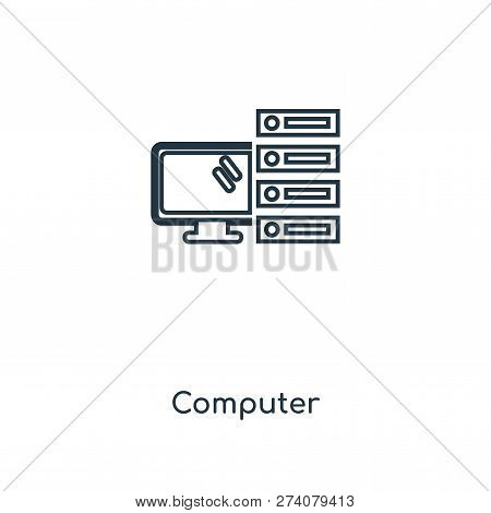 Computer Icon In Trendy Design Style. Computer Icon Isolated On White Background. Computer Vector Ic