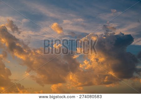 Dramatic Sky With Stormy Clouds At Sunset