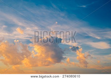 Dramatic Sky With Stormy Clouds At Sunset