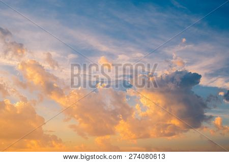 Dramatic Sky With Stormy Clouds At Sunset