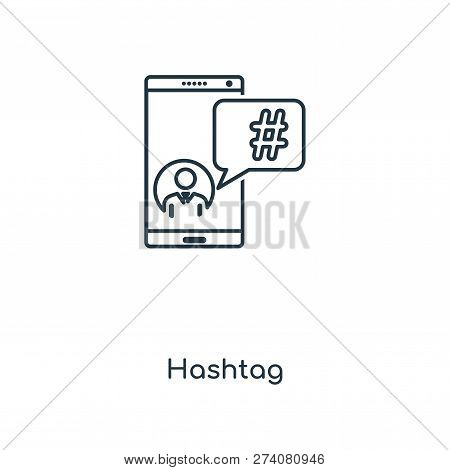 Hashtag Icon In Trendy Design Style. Hashtag Icon Isolated On White Background. Hashtag Vector Icon 