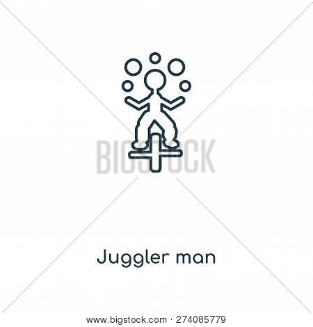Juggler Man Icon In Trendy Design Style. Juggler Man Icon Isolated On White Background. Juggler Man 