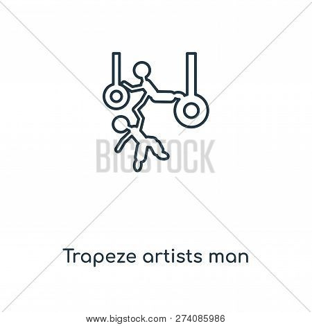 Trapeze Artists Man Icon In Trendy Design Style. Trapeze Artists Man Icon Isolated On White Backgrou