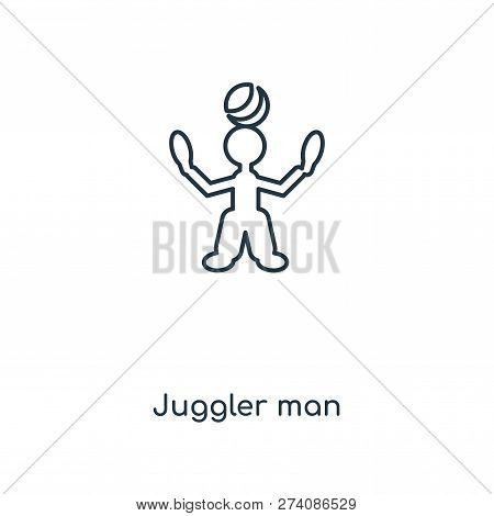 Juggler Man Icon In Trendy Design Style. Juggler Man Icon Isolated On White Background. Juggler Man 