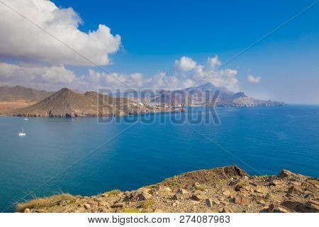 Awesome Coastline Of San Jose Village From Top Of Mountain In Gata Cape Natural Park