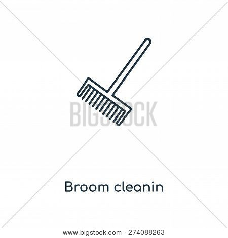 Broom Cleanin Icon In Trendy Design Style. Broom Cleanin Icon Isolated On White Background. Broom Cl
