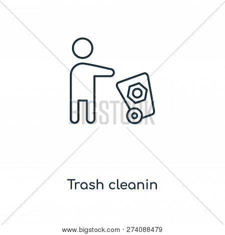 Trash Cleanin Icon In Trendy Design Style. Trash Cleanin Icon Isolated On White Background. Trash Cl