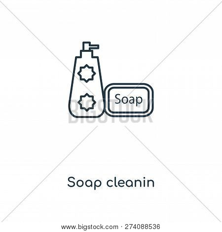 Soap Cleanin Icon In Trendy Design Style. Soap Cleanin Icon Isolated On White Background. Soap Clean