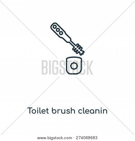 Toilet Brush Cleanin Icon In Trendy Design Style. Toilet Brush Cleanin Icon Isolated On White Backgr