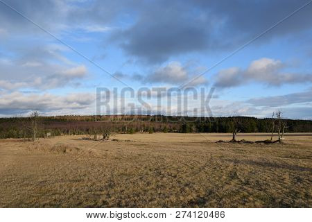 Nature Of Krusne Hory Ore Mountains Near Lesna Village In Czech Landscape On 8Th December 2018
