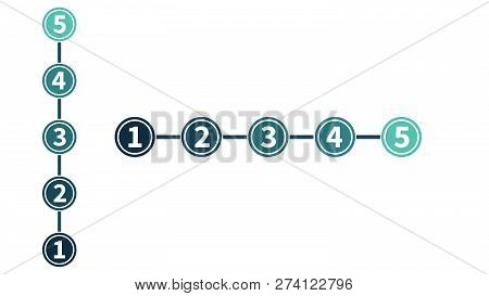 Infographic In Five Steps, Numbers In Circles, Raiting Or Evaluation Concept Vertical And Horisontal