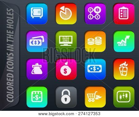 E-commers Vector Colored Icons In The Holes Easily Adapt To Any Background