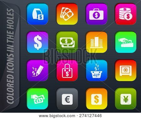 E-commers Vector Colored Icons In The Holes Easily Adapt To Any Background