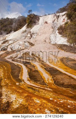 Orakei Korako Geothermal Park Near City Of Taupo, New Zealand