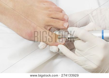 Process Of Pedicure At Beauty Salon Close Up
