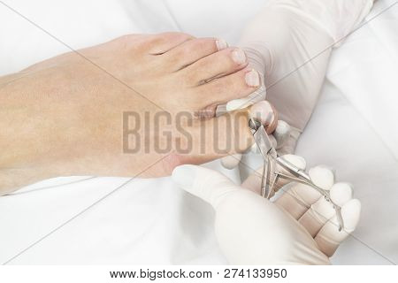 Process Of Pedicure At Beauty Salon Close Up