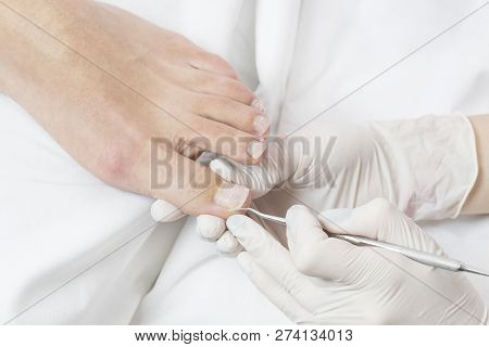 Process Of Pedicure At Beauty Salon Close Up