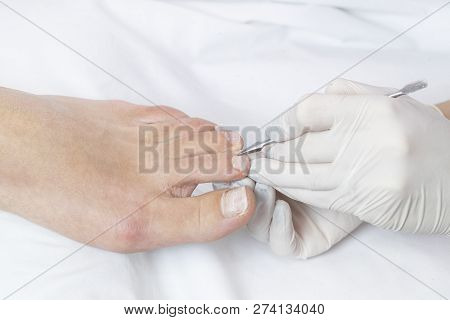 Process Of Pedicure At Beauty Salon Close Up