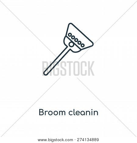 Broom Cleanin Icon In Trendy Design Style. Broom Cleanin Icon Isolated On White Background. Broom Cl