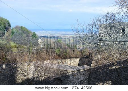 A View From The Forchtenstein Castle On The Valley In Winter