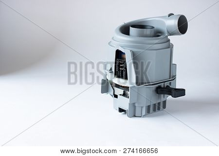 Heating Element For Dishwasher On The Right Part Of White Empty Bachground For Copy Space