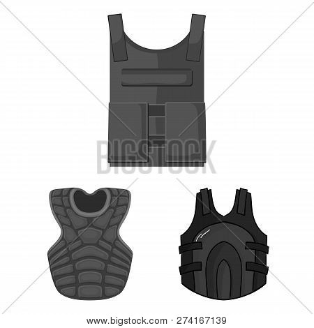 Vector Design Of Flak And Jacket Icon. Set Of Flak And Body Stock Vector Illustration.